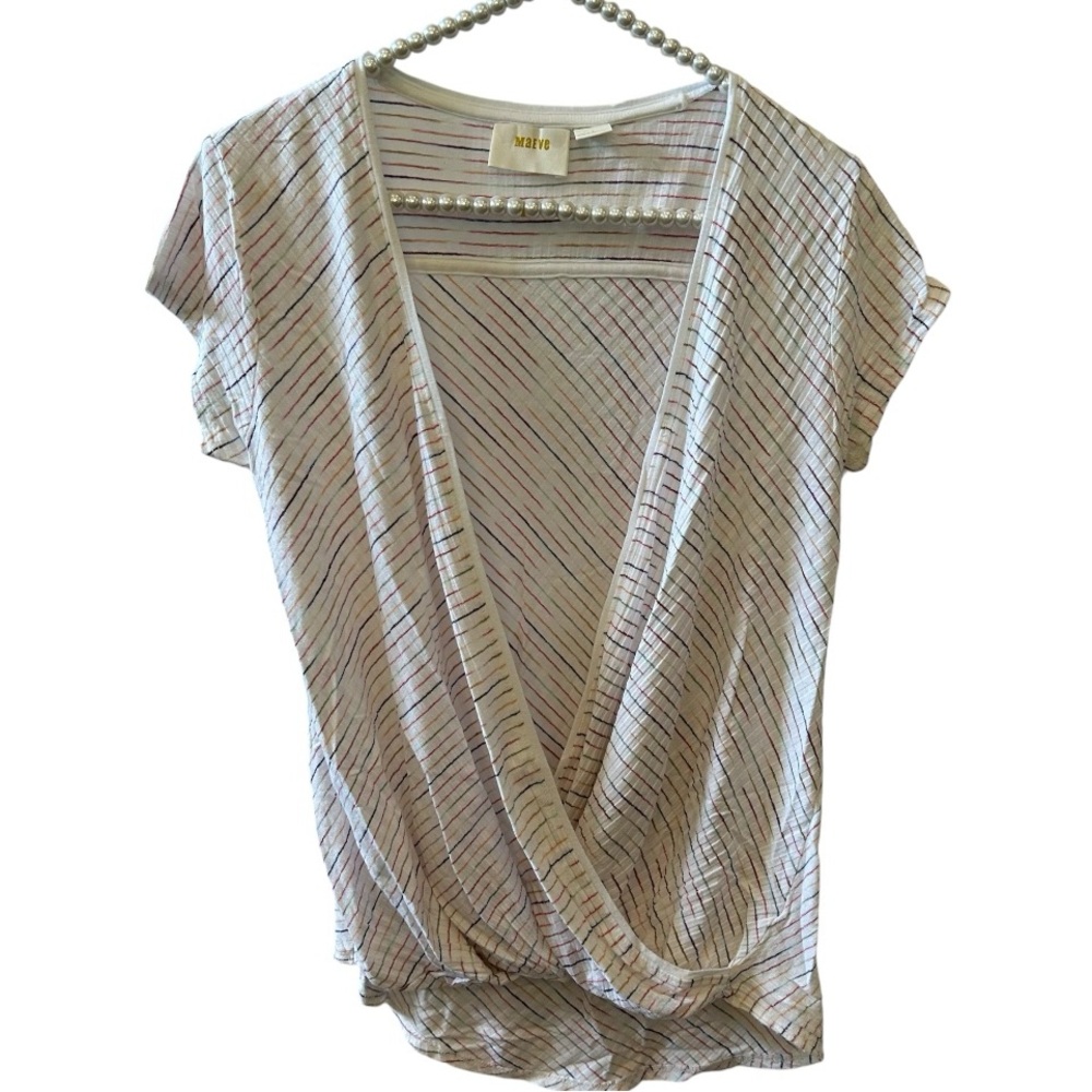 MAEVE | by Anthropologie White Colorful V-neck Blouse Size Large